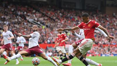 United's Mason Greenwood goes for goal. Getty