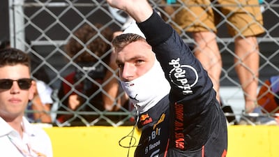 Red Bull's Max Verstappen salutes spectators after qualifying. Reuters