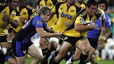 The Hurricanes, in yellow, proved too strong for the Western Force yesterday.