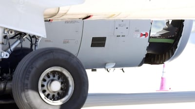 The damaged engine of a China Eastern Airlines Airbus A330 is seen on the tarmac, following an emergency landing, at Sydney International Airport, Australia. AAP /Paul Miller / via Reuters