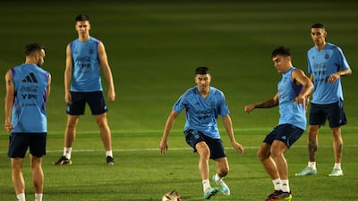 Argentina train in Doha. AFP