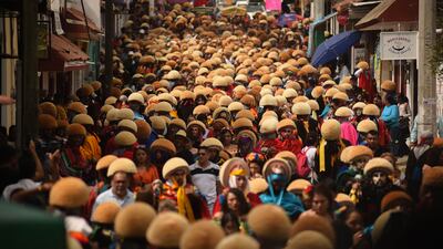 Dancers perform on the main streets during the 'Saint Sebastian' celebration in Chiapa de Corzo, Mexico. Getty Images