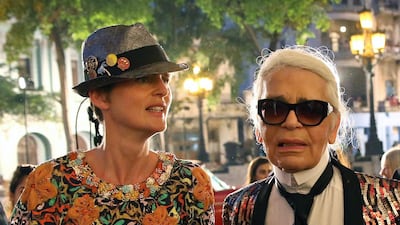 Karl Lagerfeld and Stella Tennant after Chanel's fashion show in Havana, Cuba, May 2016. EPA