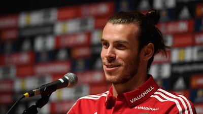 Wales player Gareth Bale faces the media during the Wales press conference ahead of their UEFA Euro 2016 semi final against Portugal at College Le Bocage on July 4, 2016 in Dinard, France. (Photo by Stu Forster/Getty Images)