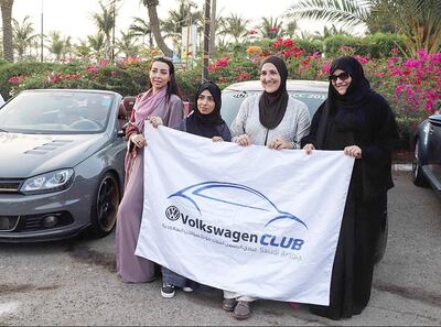 Members of Saudi Arabia's Volkswagen Women’s Car Club, including Ammal Farahat. Courtesy Volkswagen
