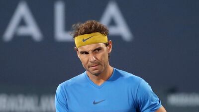 Rafael Nadal celebrates winning the first set against Kevin Anderson 6-4. AFP