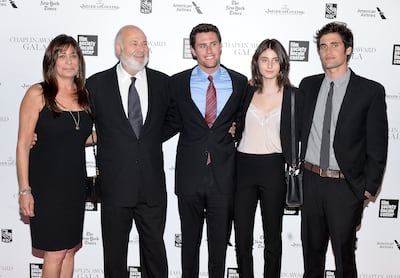 Rob Reiner and his wife Michele, with their children Jake, Romy and Nick, who is to be charged with two counts of murder. AP