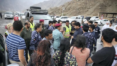 RAK emergency and crisis team saved hundreds of trapped people in mountains and valleys. Courtesy Ras Al Khaimah Police