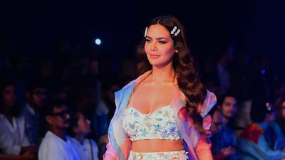 Bollywood actress Esha Gupta showcases a creation by designer Nirmooha during Lakme Fashion Week. AFP