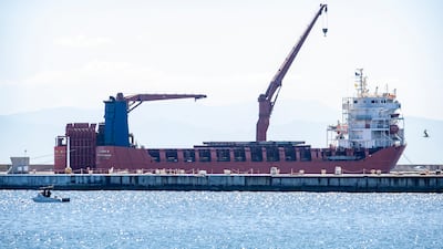Russian vessel Lady R docked near Cape Town, South Africa, in December. AP
