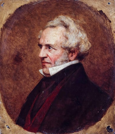 A portrait of British parliamentarian James Silk Buckingham (1786-1855), by Clara Sophia Lane.