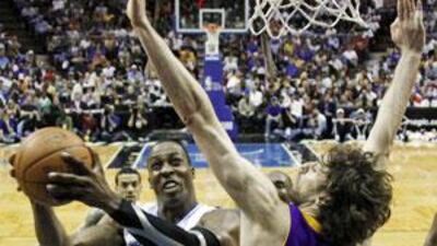 Orlando's Dwight Howard goes for a shot.