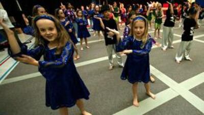 Students at Jumeirah Primary schools rehearsing their dance steps for the Rock Challenge.