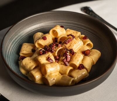Creamy rigatoni pasta. Photo: Toto Dubai