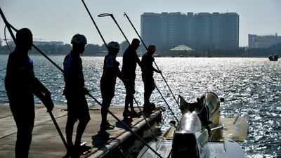 Formula 1 action under way at the Abu Dhabi Breakwater on Saturday. Vittorio Ubertone