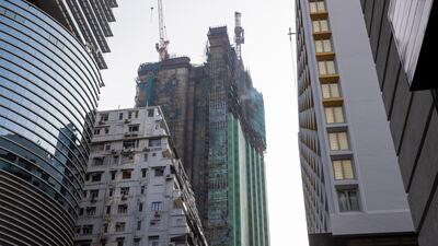 The damaged building after the fire is put out. EPA
