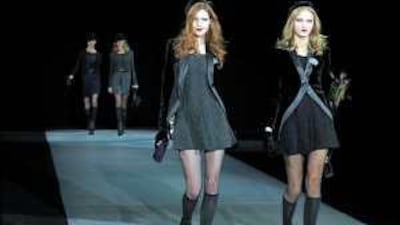 Emporio Armani's autumn/winter line featured elegantly tailored schoolgirl styles.