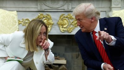 Italian Prime Minister Giorgia Meloni with US President Donald Trump. Reuters