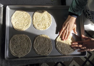 Chef Um Suleiman making bread at her boutique hotel and restaurant Beit Baraka in Umm Qais. Photo: Nico Dingemans