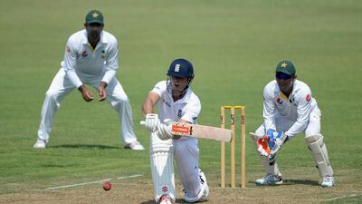 England captain Alastair Cook showed no discomfort while batting in the relatively hot conditions in Sharjah. Gareth Copley / Getty Images