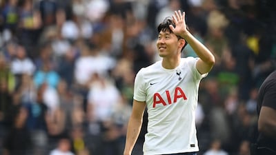 Son Heung-Min greets Tottenham fans.
