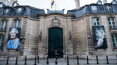The Union Jack flies at half-mast at the British Embassy in Paris. AFP
