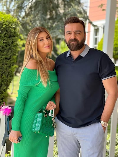 Rita Harb, who filmed Stiletto on crutches after a car accident, with co-star Carlos Azar. Photo: MBC Shahid