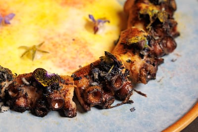 The chef recommends seafood lovers order the octopus with parsnip foam and artichoke puree. Photo: Amaru