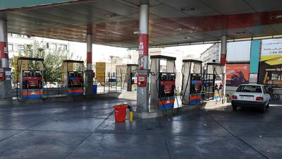 A gas station lies empty because the petrol pumps were out of service, in Tehran on Tuesday. AP