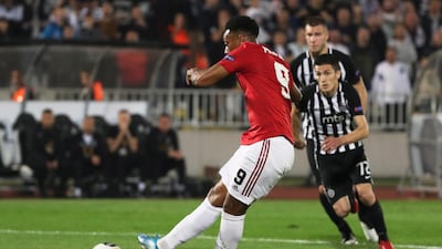Anthony Martial scored Manchester United's winning goal to finally secure an away victory for his team on the 12th attempt. EPA
