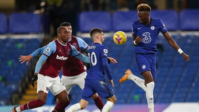 Tammy Abraham and Christian Pulisic link up during Chelse'as match against West Ham. AP
