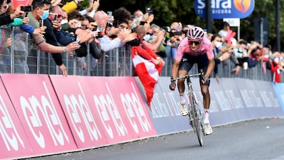 Ineos Grenadiers rider Egan Bernal finishes Stage 11. Reuters
