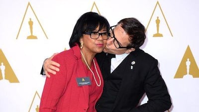 Is director David O Russell trying to score some points with the President of the Academy of Motion Picture Arts and Sciences, Cheryl Boone Isaacs? AP
