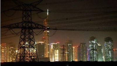 Power lines near the residential area in Discovery Gardens in Dubai. Pawan Singh / The National