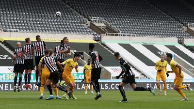 Tottenham Hotspur's Gareth Bale sends a free-kick high over the Newcastle goal. Reuters