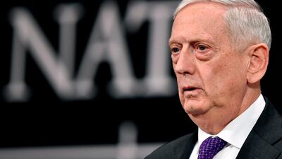 US defence secretary Jim Mattis reacts as he delivers a speech during a press conference on the second day of Defence Ministers Council meeting at the Nato headquarters in Brussels on February 15, 2018. John Thys / AFP