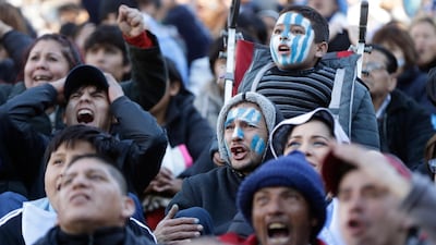Argentina's fans react in frustration during a televised broadcast of the Croatia vs Argentina World Cup match, in Buenos Aires. Jorge Saenz / AP Photo