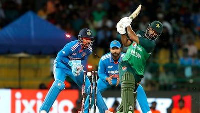 Pakistan's Fakhar Zaman is bowled by Kuldeep Yadav. Getty
