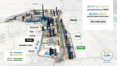 Roads will close from 6am on Friday as thousands of runners fill the streets. Courtesy Dubai Fitness Challenge