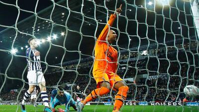 Newcastle United's Valentino Lazaro scores their third goal. Reuters