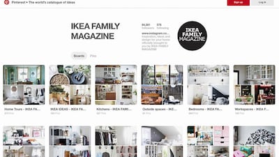 Pinterest page of Ikea Family Magazine