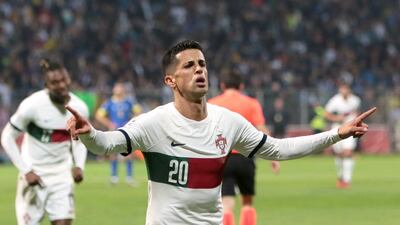 Soccer Football - Euro 2024 Qualifier - Group J - Bosnia and Herzegovina v Portugal - Bilino Polje, Zenica, Bosnia and Herzegovina - October 16, 2023 Portugal's Joao Cancelo celebrates scoring their fourth goal REUTERS / Amel Emric