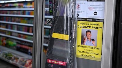 A poster promoting Climate Party candidate, Ed Gemmell. AFP