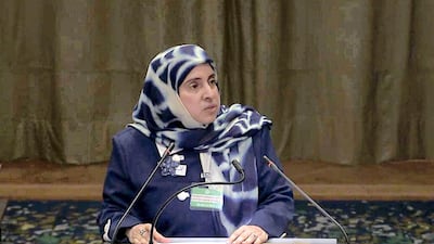 Hissa Al Otaiba, UAE Ambassador to the Netherlands, addresses the International Court of Justice. MOFA