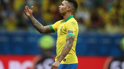 Brazil striker Gabriel Jesus reacts in frustration during the Copa America Group A match against Venezuela. AP Photo