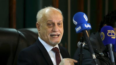 Iraqi higher education minister Hussein Al Shahristani, who formerly held the oil portfolio, denies corruption allegations against him at a press conference in Baghdad on April 2, 2016. Khalid Al Mousily / Reuters