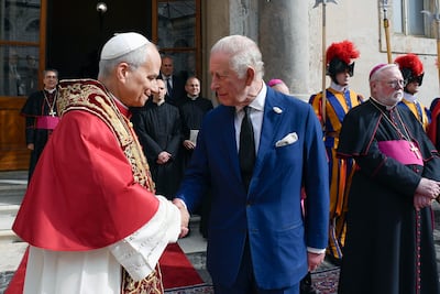 Pope Leo XIV and King Charles III during a state visit to the Vatican. EPA