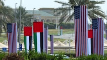 UAE and US flags near Abu Dhabi airport. Victor Besa / The National