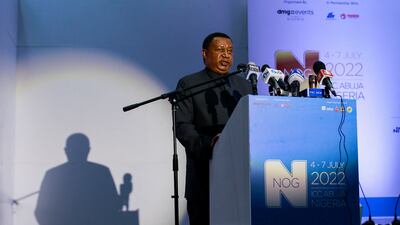 Opec secretary general Mohammad Barkindo at the opening of the Nigeria Oil & Gas 2022 meeting in Abuja, Nigeria, July 5, 2022. Reuters