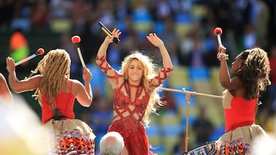 Shakira performs at the closing ceremony of the 2014 Fifa World Cup Final in Rio de Janeiro. She will headline the first World Cup final halftime show in 2026. PA